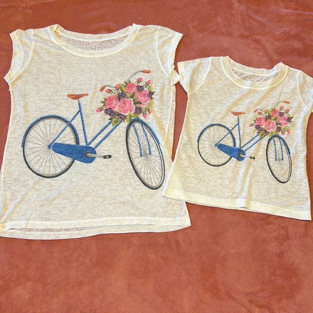 Mommy and me tshirts! Women’s small and girls size 4-6 Sheer fabric